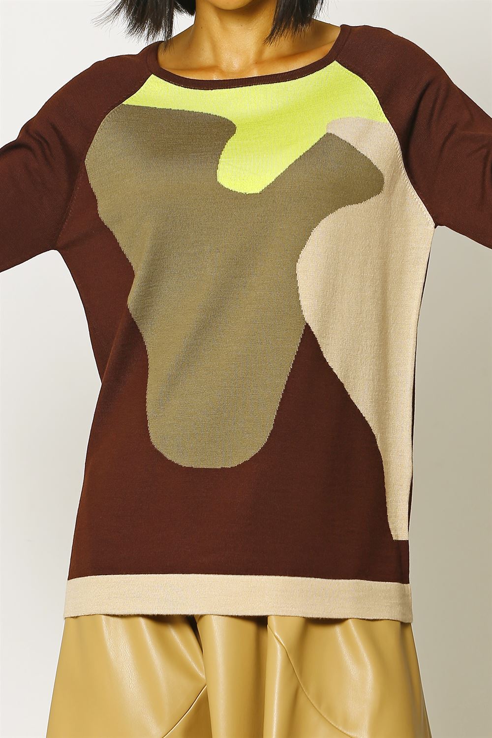 Intersia Sweater - Plum Green